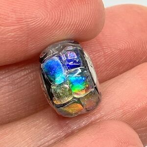Persona 925 Sterling Silver Iridescent Metallic Dichroic Textured Glass Charm